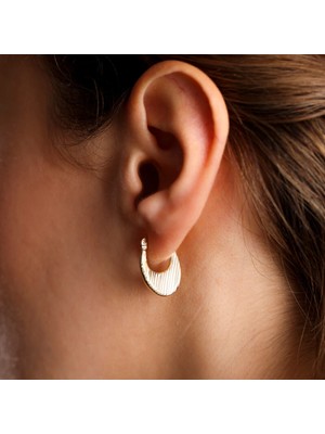 Sembol Gold Damla Model Altın Küpe 14 Ayar İki Taraflı Kullanım 2.0 cm