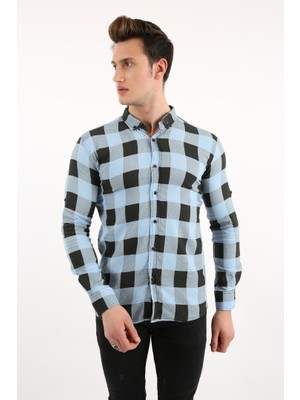 Evolaria Erkek Günlük Büyük Kare Likralı Gömlek
