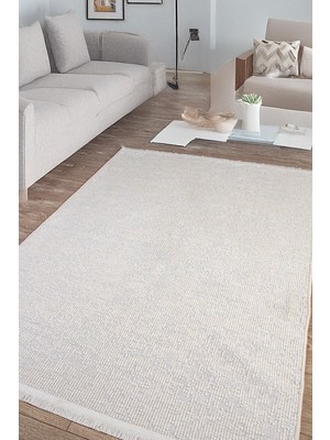 Santiva Home Beyaz Krem Şönil Kilim Salon Oturma Çocuk Odası Yolluk Dokuma Makine Halısı