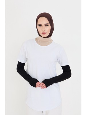 Hürrem Bone Siyah Tesettür Parmak Geçmeli Kolluk Viskon Düz 1024_01