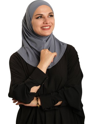 Hürrem Bone Antrasit Pratik Hazır Geçmeli Boru Boneli Ikili Tesettür Eşarp Sandy Düz 2501_25