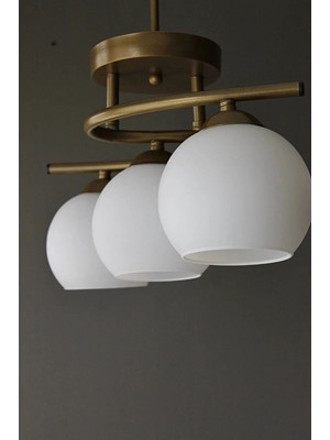 Modern Eskitme Beyaz Camlı 3'lü Avize, Salon, Mutfak ve Yatak Odası Için