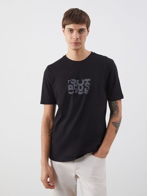 Lc Waikiki Yeni Sezon Bisiklet Yaka Baskılı Penye Erkek Tişört