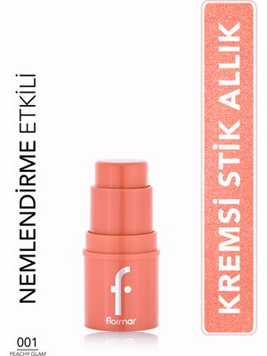 Flormar To Go Işıltılı & Doğal Bitişli Yoğunluğu Ayarlanabilir Kremsi Stick Allık (001 Peachy Glow) 8682536098458