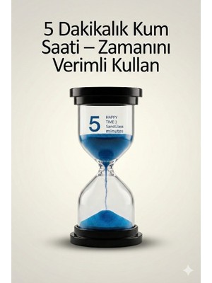 Sylar 5 Dakika Mavi Kum Saati - Dekoratif Cam Zamanlayıcı -Mutfak, Ders ve Oyun Süre Ölçer
