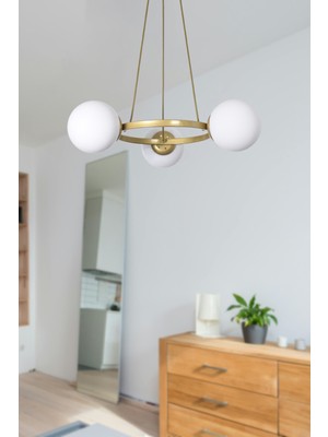 Modern Beyaz Camlı 3'lü Avize, Şık ve Şık Tasarım, Tarz Sahibi Aydınlatma