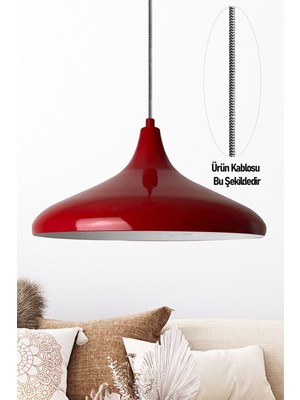 Kırmızı Modern Alüminyum Kablo Avize, 35 Cm, Cafe ve Mutfak Dekoru
