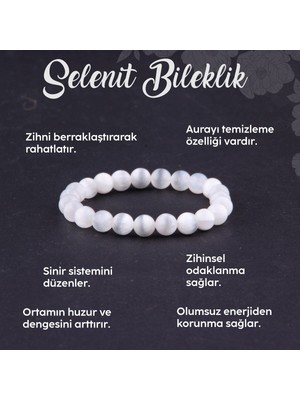 UltraMint Doğal Selenit Taş Bileklik 8mm, Şifa ve Enerji Dolu Takı