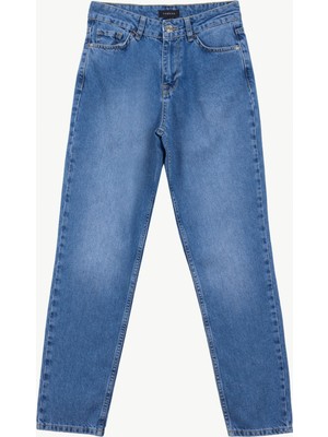 Fabrika Normal Bel Straight Paça Mom Fit Indigo Kadın Denim Pantolon F6SL-PNT0259