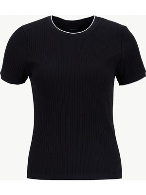Fabrika Bisiklet Yaka Düz Siyah Kadın T-Shirt F6SL-TST0231