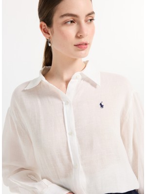 Polo Ralph Lauren Standart Gömlek Yaka Düz Beyaz Kadın Gömlek 21564377