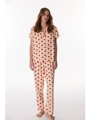 Penti Renkli Pasta Time Düğmeli Gömlek Pantolon Pijama Takımı