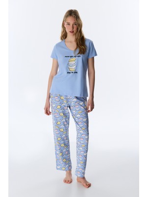 Penti Mavi Pillow Days Pantolon Pijama Takımı