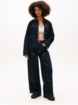 Tommy Jeans Lacivert Kadın Standart Fit Denim Ceket Ovsz Chore Jacket EI6050