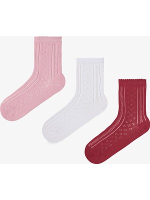 Penti 3 Çift Pamuklu Jakarlı Fırfırlı Soket Çorap