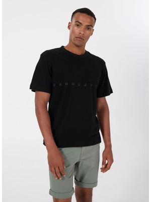 Jack & Jones Siyah Erkek Rahat T-Shirt 12276640_JCOLIDO Fabrıc Brandıng Te