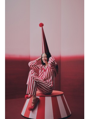 Penti Kırmızı Lucy Çizgili Gömlek Pantolon Pijama Takımı