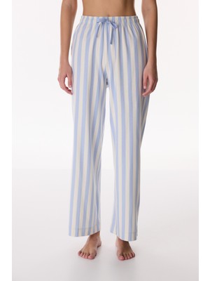 Penti Mavi Cozy Club Çizgili Pamuklu Pantolon Pijama Altı