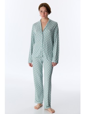 Penti Açık Yeşil Alia Green Düğmeli Gömlek Pantolon Pijama Takımı