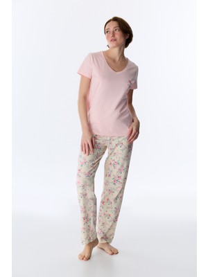 Penti Gül Kurusu Pinkish Floral Pantolon Pijama Takımı