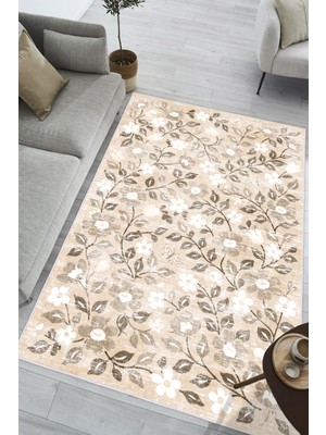 Pelura Halı Floral Eskitme Desen Dijital Baskılı Yıkanabilir Kaymaz Şönil Halı Salon Oturma Odası Halısı Mutfak Halısı Yolluk