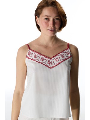 Penti Kırık Beyaz Magnifique Atlet Pijama Üstü