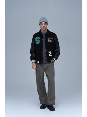 Saw Urbanity Think Big Oversize Kolej Ceketi Erkek Siyah