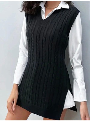 Yuga Knitting Saç Örgü Triko Uzun Kadın Süveteri