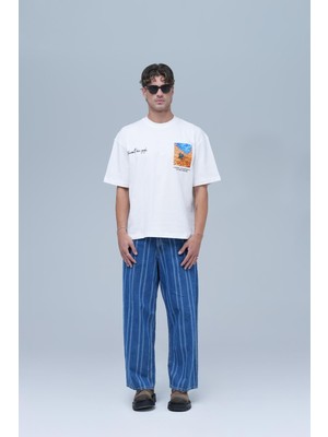Saw Urbanity Starry Flow Oversize Tişört Erkek Ekru