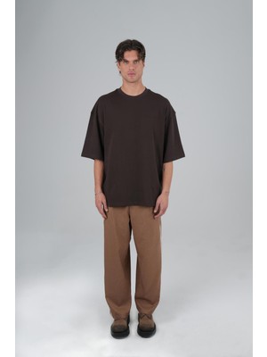 Saw Urbanity Saw Club Super Oversized Basic Tişört Erkek Kahverengi