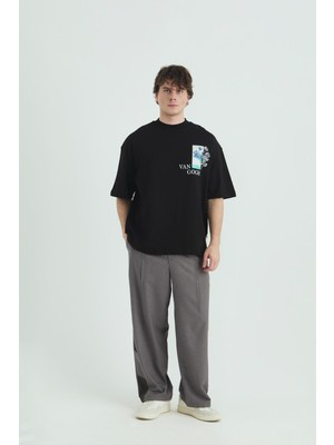 Saw Urbanity Van Gogh Irises Oversize Tişört Erkek Siyah