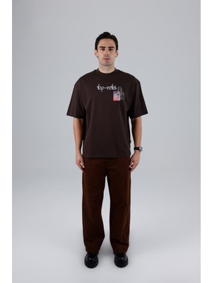 Saw Urbanity Top-Notch Oversize Tişört Erkek Kahverengi