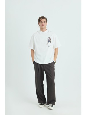 Saw Urbanity Mona Lisa Shooting Oversize Sweatshirt Erkek Ekru