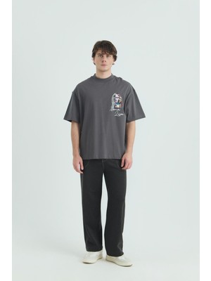 Saw Urbanity Mona Lisa Shooting Oversize Sweatshirt Erkek Füme