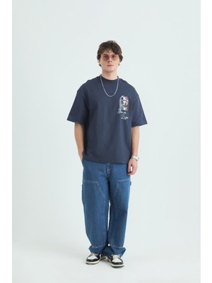 Saw Urbanity Mona Lisa Shooting Oversize Sweatshirt Erkek Lacivert
