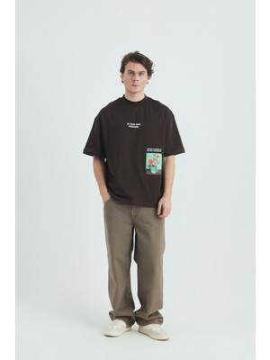Saw Urbanity Paradise Within Oversize Tişört Erkek Kahverengi