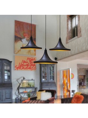 Şık Üçlü Siyah Yuvarlak Sarkıt Aydınlatma Seti