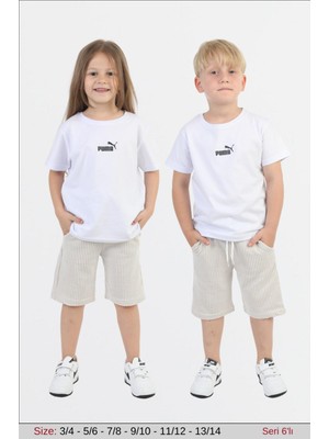 Mavi Boncukk Çocuk Yazlık Tişört Şort Takımı - Unisex 2'li Kombini