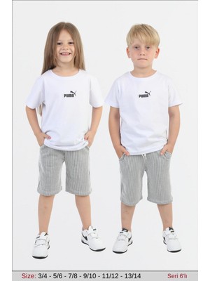 Mavi Boncukk Çocuk Yazlık Tişört Şort Takımı - Unisex 2'li Kombini