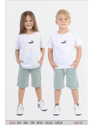 Mavi Boncukk Çocuk Yazlık Tişört Şort Takımı - Unisex 2'li Kombini
