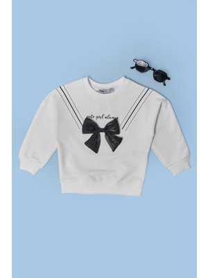 FullaModa Fiyonklu Bisiklet Yaka Kız Çocuk Sweatshirt