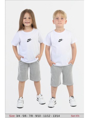 Mavi Boncukk Çocuk Yazlık Tişört Şort Takımı - Unisex 2'li Kombini