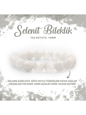 UltraMint Doğal Selenit 10MM Taş Bileklik, Şifa ve Zarafet Için Mükemmel Seçim