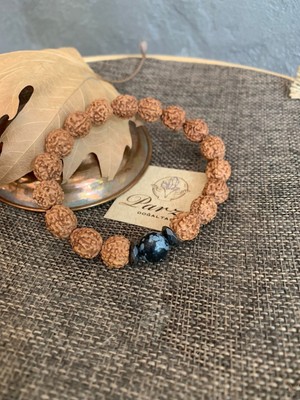UltraMint Rudraksha ve Obsidyen Bileklik, Doğal Taş Takıları, Şifa ve Dinginlik