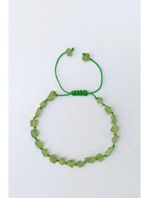 UltraMint Doğal Taş Peridot Zebercet Makrome Bileklik, Şık ve Ayarlanabilir Tasarım