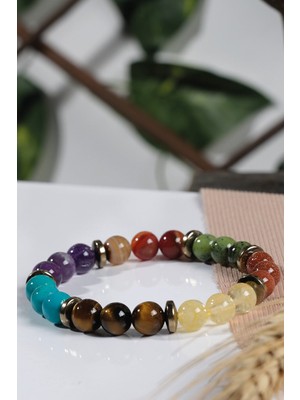 UltraMint Turkuaz Yeşim Akik Sitrin Doğal Taş Bileklik 8mm Şık Takı