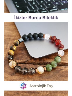UltraMint Ikizler Burcu Temalı Doğal Taş Bileklik Seti, Şık ve Enerjik Tasarım