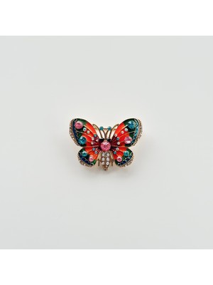 Vesce Atelier Bohem Tarzı Çok Renkli Kristal Süslemeli Kelebek Broş