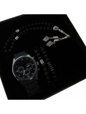 Sevgiliye Hediye Seti Erkek Kombin Saat Seti Tespih Bileklik Sevgiliye Hediye Doğum Günü Hediyeleri Erkek Kol Saati