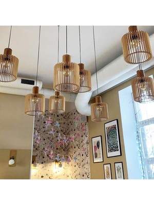 Şık ve Modern Ahşap Tavan Lambası, Sıcak ve Doğal Aydınlatma Sağlar